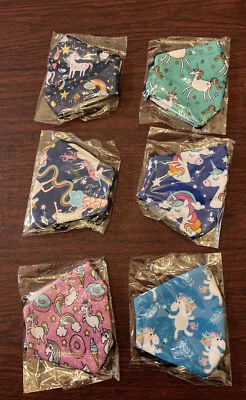 Kids Masks Washable Reusable 6 Pack Breathable Adjustable Unicorn Pattern NEW - Image 1 of 4