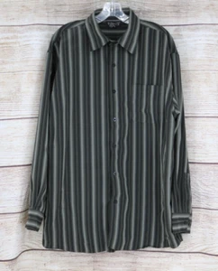 Montage Collection Mens Size Large Button Up Long Sleeve Striped Shirt Black - Picture 1 of 7
