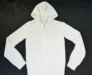 Old Navy Girls Youth Size L 10-12 White Hooded Cable Knit Uniform Zip Chest 30in - Picture 1 of 10