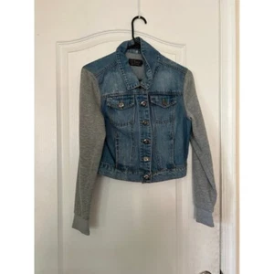 Girls Jean Jacket with Grey Sleeves - Picture 1 of 3