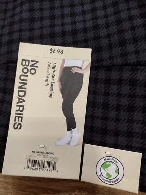 Leggings de gamuza No Boundaries Juniors S/M negros y grises a cuadros pata de gallo NUEVOS Foto 1 de 4