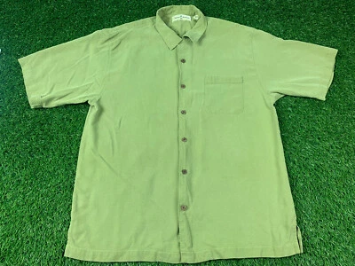 Men's L Tommy Bahama Casual Button Down Shirt Silk Olive Green Beach Wear E24 - Image 1 of 4