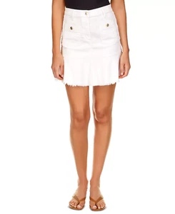 Michael Michael Kors Damen-Denimrock mit rohem Saum Volant Denim $ 98 Größe: 16 weiß - Bild 1 von 4