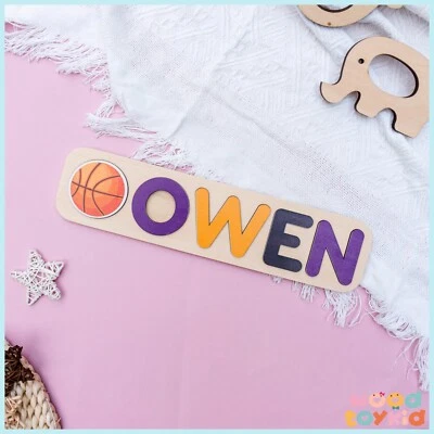 Baseball name puzzle, baby shower gift ,birthday for toddlers, baby puzzle baseb - Image 1 of 4