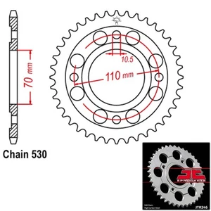 JT Sprockets Steel Rear Sprocket 530 Pitch 34 Tooth Honda CM450C Custom (1982) - Picture 1 of 2