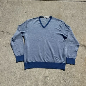 Ermenegildo Zegna Wolle Kaschmir V-Neck Pullover Herren Große 52 Blau Pulli Italy - Bild 1 von 18