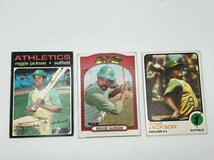 Reggie Jackson Lot Of 3 Topps Cards 1971, 72,73 Oakland A’s - Picture 1 of 6
