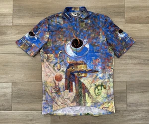 Vintage Sugoi Cycling Jersey 2XL Men's Blue Aztec Coffee All Over Print Zip Y2K - Picture 1 of 12