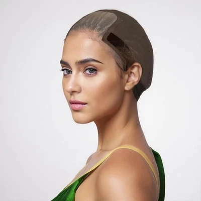 HAIR 透明花边假发女士握把帽,可调节帽棕色  — 第 1/4 张图片