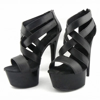Women Platform Sandals Straps Open Toe Slim High Heels Shoes Woman Big Size 4-20 - Image 1 of 4
