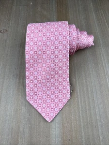 IKE BEHAR New York Silk Tie Designer Geometric Pink W3.75xL58 Made in USA Luxury - Picture 1 of 5