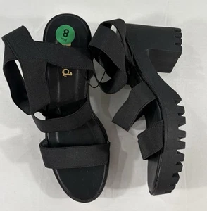 Y2K 90s Vintage MUDD Platform Sandals Size 8 Black Chunky Grunge Women Strappy - Picture 1 of 13
