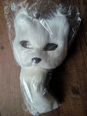 Máscara de gato siamés Therian peludo cosplay con cola de zorro plateado Foto 1 de 4