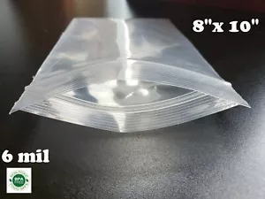 25 8" x 10" Extra Heavy Duty 6 Mil Zip Seal Lock Top Plastic Bags Resealable - Picture 1 of 5