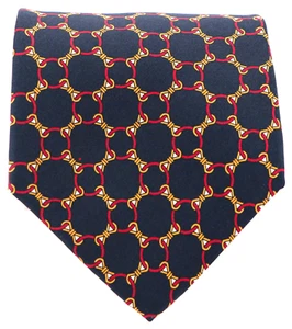 Vintage Don Loper Men's Necktie 100% Silk Twill Foulard Midnight Blue Red 60 x 4 - Imagen 1 de 3