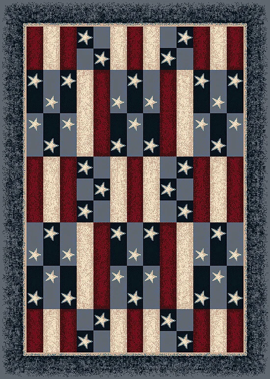 Alfombra Milliken America Patchwork 07350 Denim Stars 2x4 - Aprox 2'8"x3'10" Foto 1 de 1