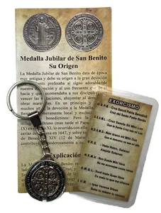 Keychain Of St Benedicth Black Enamel Llavero Negro San Benito Protection Favors - Picture 1 of 4