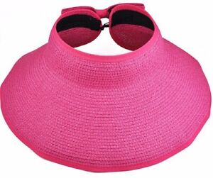 Women Summer Hat Sun Visor Fold able Roll Up Wide Brim Open Top Beach Cap Lot