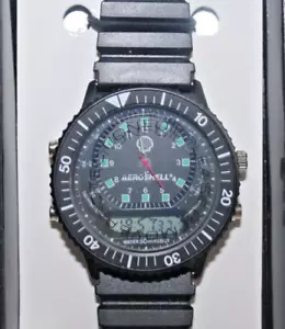 NEW in BOX Vintage SWEDA CHRONOGRAPH AEROSHELL Military WATCH 50meter Rare WORKS - Picture 1 of 12