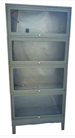 Mid Century Jebco Steel & Glass Barrister Lawyer Stacking Bookcase 4 Stacks Cover