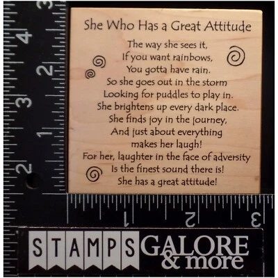 PSX Rubber Stamps G-3457 SHE HAS A GREAT ATTITUDE THE WAY SHE SEES IT SWIRLS 334 - Image 1 of 2