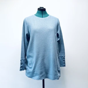 J.Jill Long Sleeve Waffle Lt Blue Women Top 4-Button Cuff  Slash Pocket Size MP - Picture 1 of 10