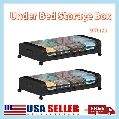 2PCS Under Bed Boxes Storage Shoe Storage Containers with Wheel Clothing Storage - Image 1 of 4