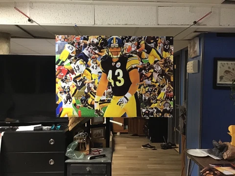 BIG! 44x31 TROY POLAMALU Vinyl Banner POSTER PITTSBURGH STEELERS art Football !! Cover