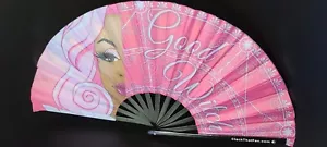 Good witch double sided 14" UV glow bamboo clack fan for parties circuit - Picture 1 of 5