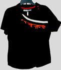 Jamie Sadock Sz L 12 14  Black Knit Top Shirt Tennis Golf Red Applique Cotton