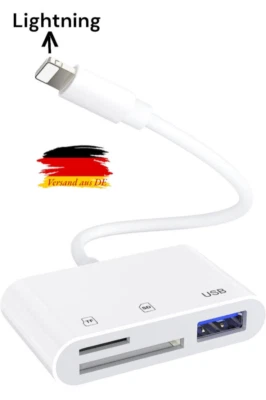 Apple Lightning auf SD & TF Karte USB Kamera Adapter für iPhone - Bild 1 von 4
