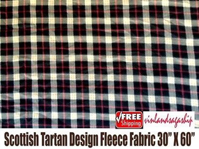 Tela polar diseño tartán escocés oscuro/rojo fuera de impresión 30" X 60" 3 X 5 pies Foto 1 de 3