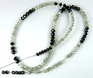 Diamantes sueltos naturales cuentas redondas negro blanco I3 claridad 9,48 quilates 8,00 pulgadas Q66 - Imagen 1 de 5