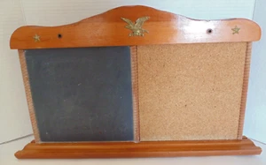 Vintage Wood Message Cork Board & Chalk Board Gold Eagle Decal 19.75" X 11.75" - Picture 1 of 10