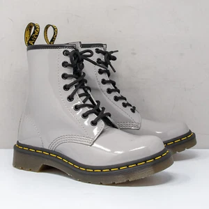Dr. Martens 1460 Zinc Grey Patent Leather Boots, Women's 6 US (4 UK) - Picture 1 of 6