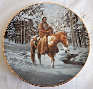 'MAN WHO WALKS ALONE' MYSTIC WARRIORS, HAMILTON COLLECTION PLATE 8-1/4" - Picture 1 of 3