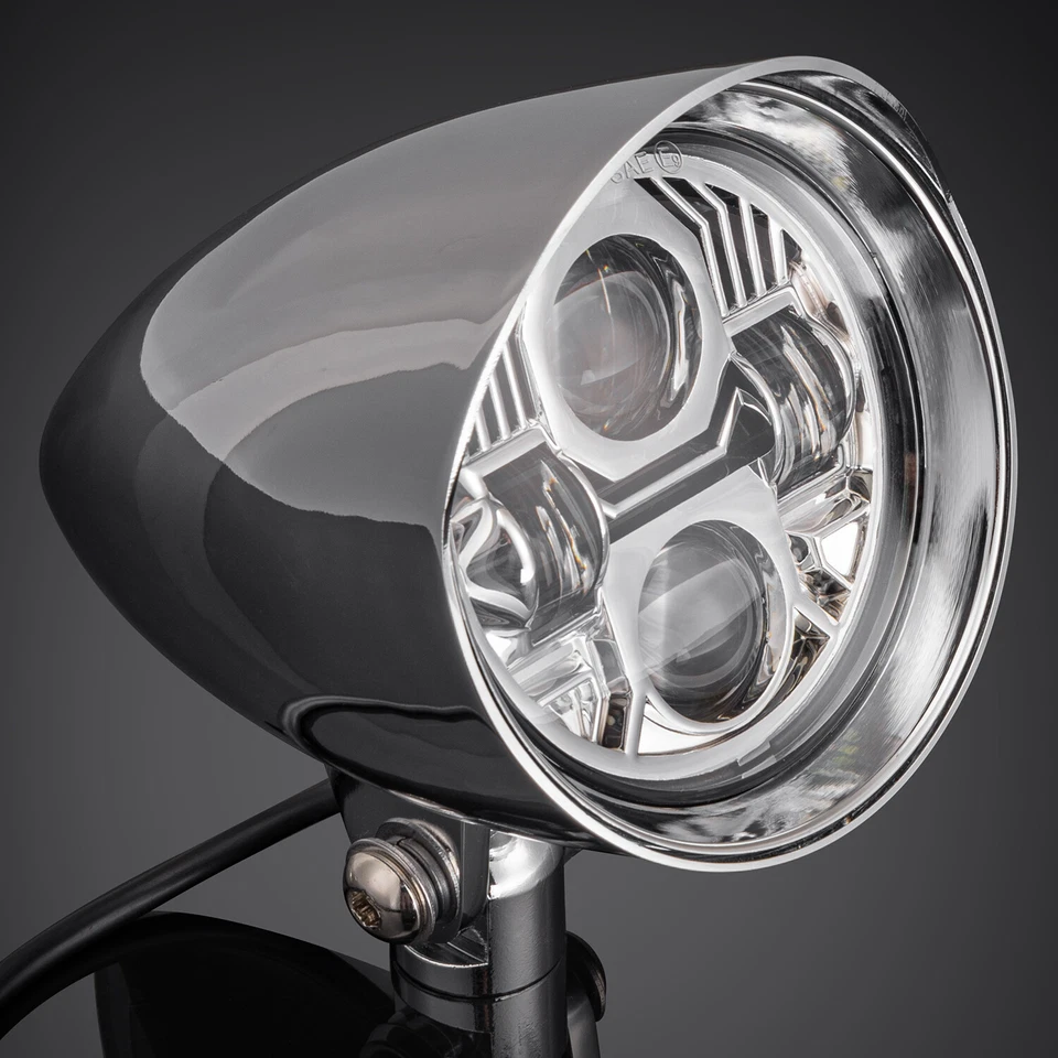 Chrome Motorcycle Bullet Headlight Assy For Harley Chopper Bobber Dyna Softail - Image 1 of 4