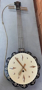 Vintage 50s 60s Plastic Metal Banjo Wall Clock Mid Century Modern German Welby? - Picture 1 of 11
