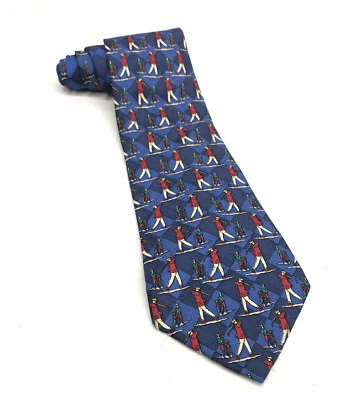 Gravata de pescoço masculina Tommy Hilfiger multicolorida golfe golfista caddy design 100% seda EUA - Imagem 1 de 4