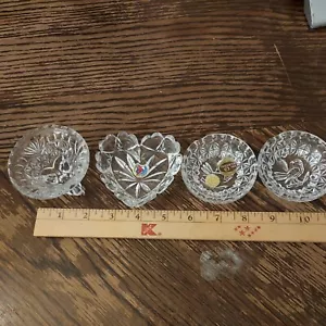 Hofbauer Byrdes Crystal Lot of 4:Heart, 2 3" Bowls, 1 2" Vase - Picture 1 of 6