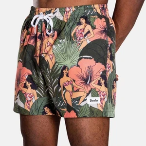 NWT Duvin Design Beach Babes Swim Shorts Men's M Novelty Print Trunks Mesh Lined - Picture 1 of 11