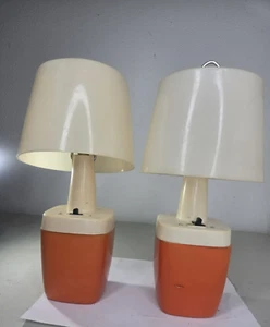 Lámpara de mesa portátil de colección años 70 naranja Ashflash AFC par luz de camping - Imagen 1 de 9