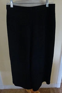 ST. JOHN BLACK CAVIAR SANTANA KNIT WOOL BLEND WIDE LEG CROPPED GAUCHO PANT LN 8 - Picture 1 of 2