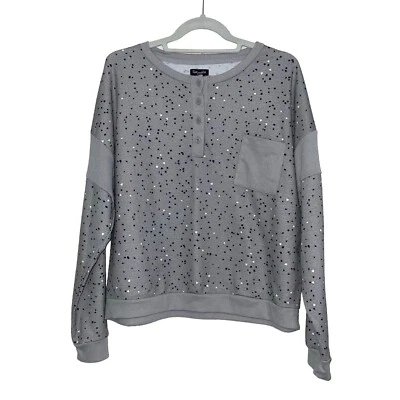 Splendid - Women's Size XL - Grey Seatshirt With Black Polka Dots & White Hearts - Image 1 of 4