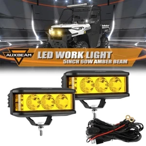 Pair 5" inch 60W LED Work Lights Amber Beam Offroad Driving Fog Lamp ATV UTV 4WD - Picture 1 of 12