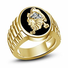 Men's 10k Yellow Gold Royal Flush Poker Ring, Lucky Nugget Band, Size 16