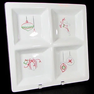 St. Nicholas Square EAT DRINK & BE MERRY 12" Square Relish Dish Tray Platter - Picture 1 of 9