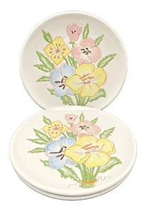 Vtg Itay Pottery Hand Painted Floral Bouqets Salad Dessert Plates (3) - Picture 1 of 10