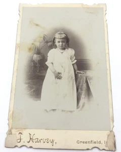 Late 1800s Picture Of A Cute Little Girl In White Harvey Photography 1703N - Picture 1 of 2