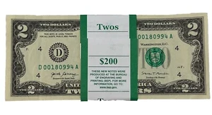 25 ($2) TWO DOLLAR BILLS UNCIRCULATED SEQUENTIAL CRISP SHARP NOTES 2017 A SERIES - Picture 1 of 6